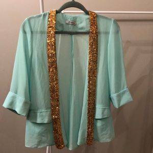 mint sequin blazer